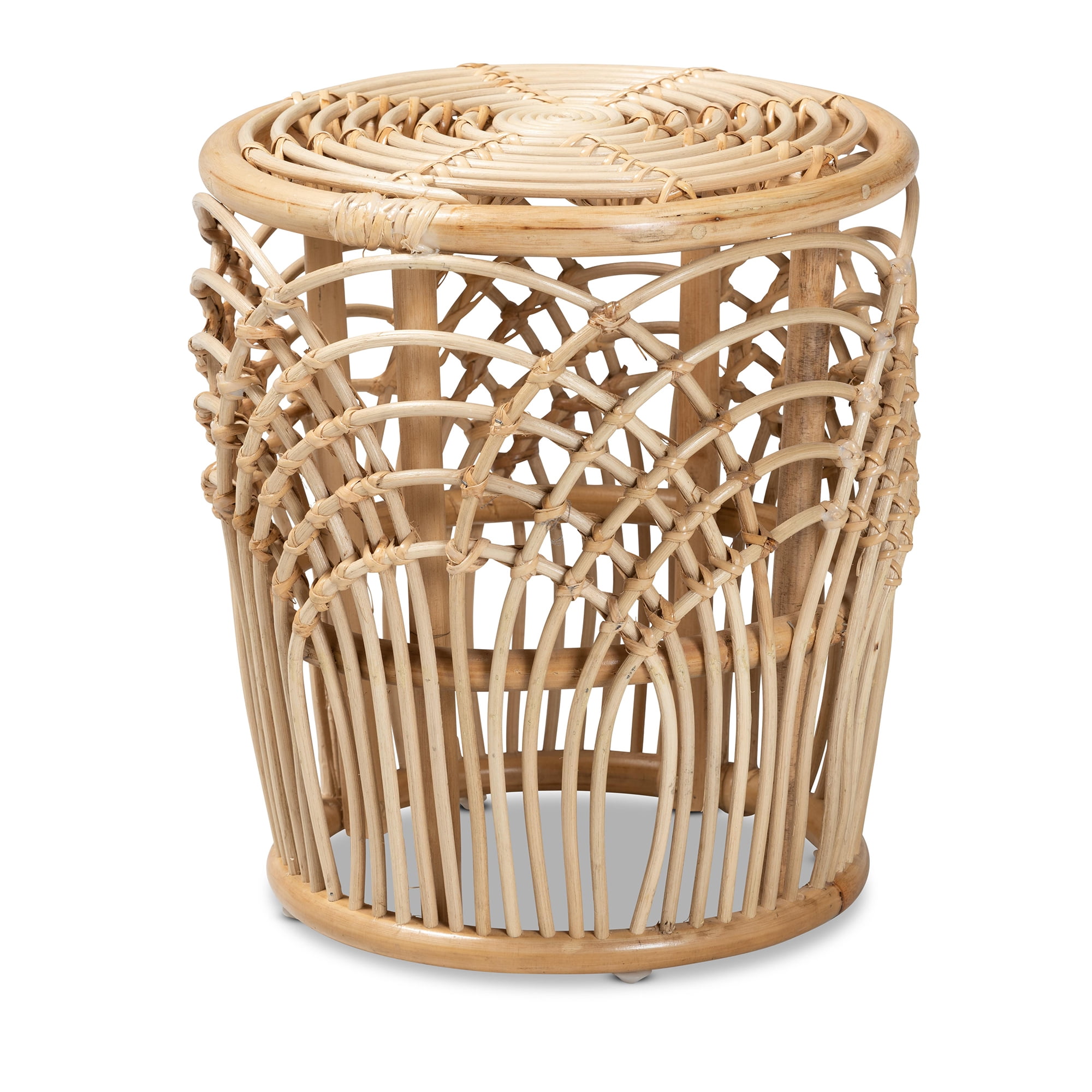 bali & pari Edena Rattan BOHO End Table, Natural Brown