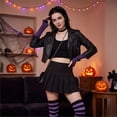 thumbnail image 6 of Dweltoz Women's Striped Over Knee High Socks Rainbow Thigh High Socks with Arm Warmer Fingerless Gloves Goth Y2K Style Set, 6 of 6