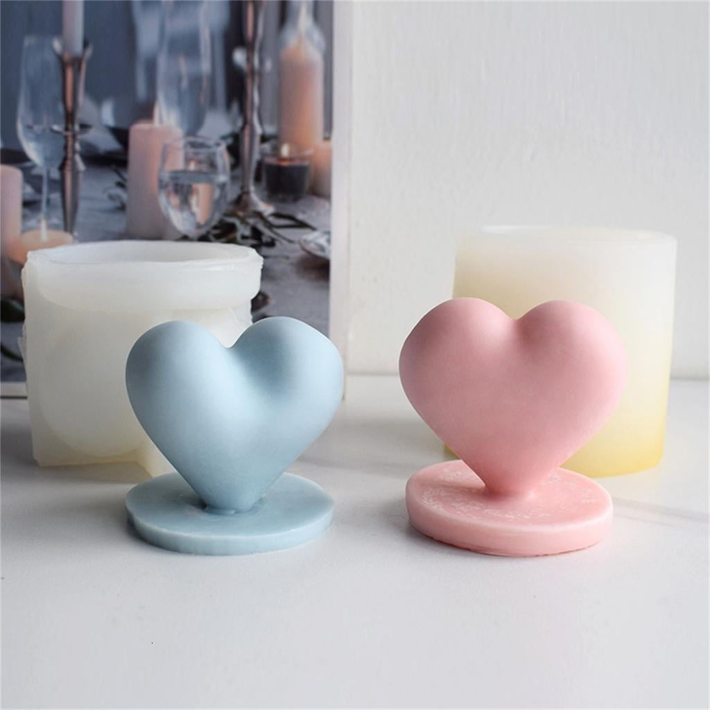 Love-Heart with Base Candle Molds Heart Shape Silicone Moulds Festivals Ornament