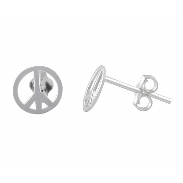 Aretes Medianos con Símbolo de Paz para Mujer en Plata Esterlina