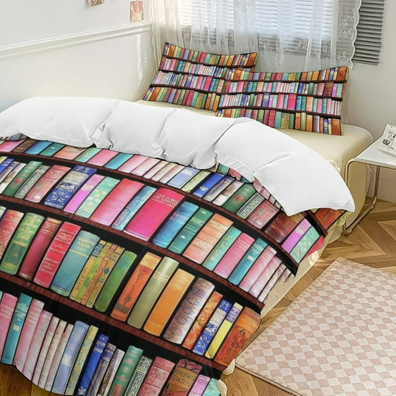 Bookworm Antique Book Library 3D Set Duvet Cover Quilt Cover Theme for Twin Size
