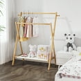 thumbnail image 6 of BAMBOOHOMIE Kids Clothes Rack, Bamboo Small Clothing Rack with Storage Shelf & 2 Rods, Foldable Child Garment Rack for Hanging Clothes, Regular Size, 6 of 8