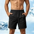 thumbnail image 4 of hlysgo Men's Drawstring Casual Shorts Elastic Waist Loose Fit Quick Dry Solid Short Summer Outdoor Daily Wear Shorts with Pockets Black,5xL, 4 of 5