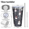 thumbnail image 4 of 16oz Tumblers Dark Christmas Snowman Pattern Stainless Steel Vacuum Insulated Double Wall Travel Tumbler Cups Mug with Lid and Straw,Cleaning Brush for Coffee,Tea, 4 of 4
