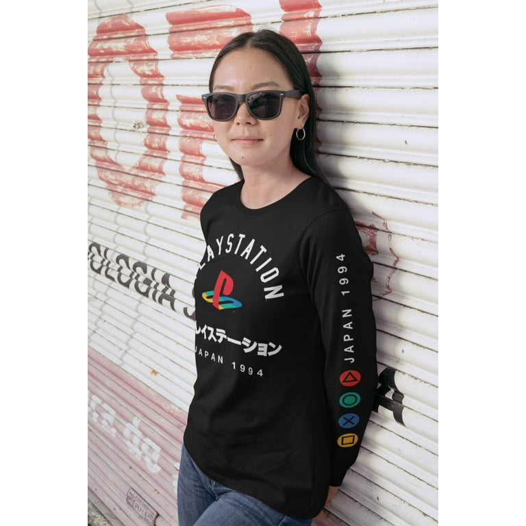 Ripple Junction Playstation Adult Logo w/ Japanese & Controler Buttons 100% Cotton Light Weight Crew Long Sleeve T-Shirt Small Black Ripple Junction Playstation Adult Logo w/ Japanese & Controler Buttons 100% Cotton Light Weight Crew Long Sleeve T-Shirt Small Black