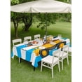 thumbnail image 4 of Outdoor Tablecloth with Umbrella Hole for Patio/Picnic/Party/Camping, Blue Striped Yellow Truck Waterproof Table Cloth Rectangle Table Cover Washable, Farmhouse Stripes Modern Art (52"x 70"), 4 of 8