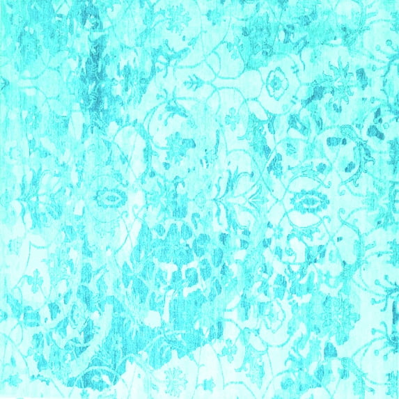 Ahgly Company Indoor Square Abstract Turquoise Blue Contemporary Area Rugs, 3' Square