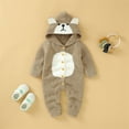 thumbnail image 4 of XFHLMJFF Bear Ears Jumpsuit Girls Boys Long Sleeve Romper Hooded Fall Clothes Warm Coat for 3-24 Months, 4 of 9
