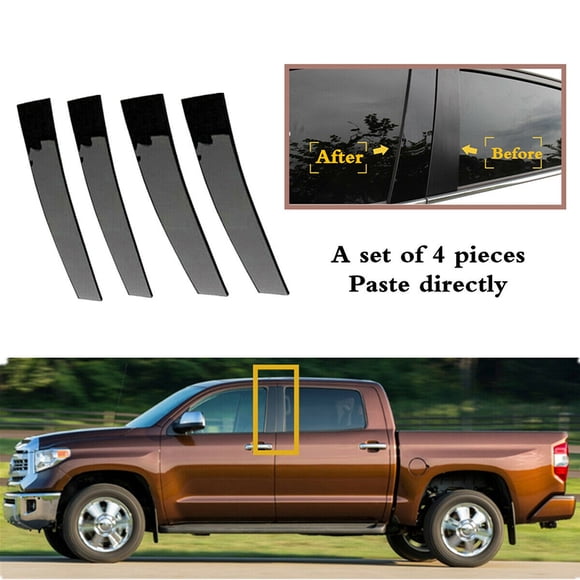POSSBAY 4 Pcs Poteaux Noirs pour Toyota Tundra Crew Max Cab/Double Cab 2007-2020