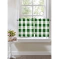 thumbnail image 3 of Green White Buffalo Check Half Window Curtains 24 Inches Long, Farmhouse Plaid Modern Geometric Window Treatment Curtain Drapes, Short Curtains Tiers for Kitchen Over Sink, 27.5"x24", 2 Panels, 3 of 7