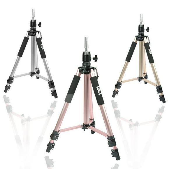 GEX Upgraded Heavy Duty Canvas Block Head Tripod Cosmetology Training Doll Head Stand Mannequin Manikin Head Tripod Wig Stand With Travel Bag (Rose Gold(Version 2.0))