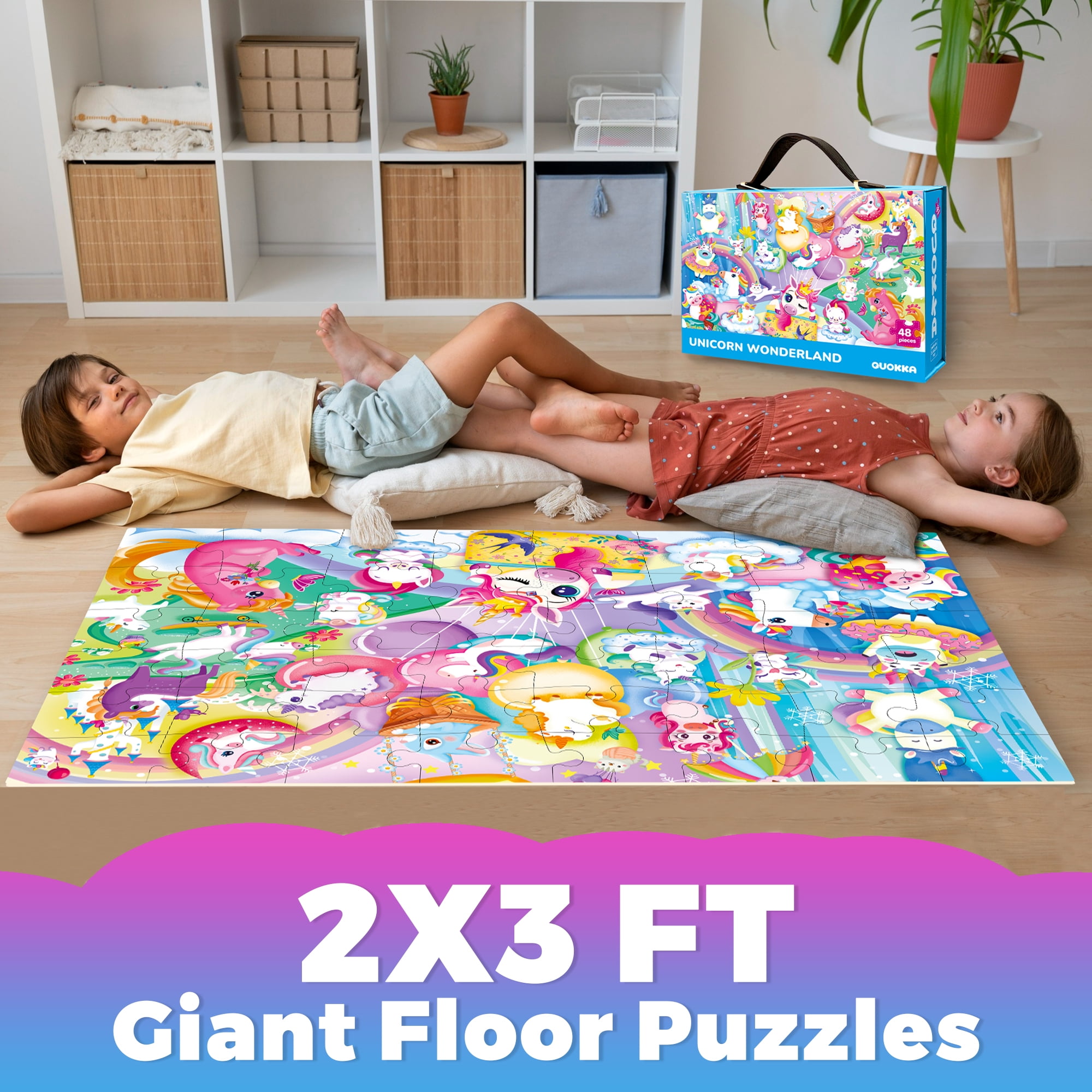 Quokka Floor Puzzles for Kids Ages 4-6 – 48 Large Piece Unicorn Jigsaw Puzzles – Educational Toys for Children 3 5