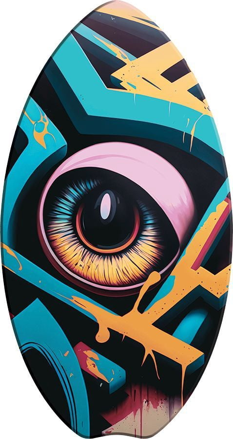 Bluewater Beach 35" Wood Skim Board with Fun Multicolor Design, Recommended Age 12+