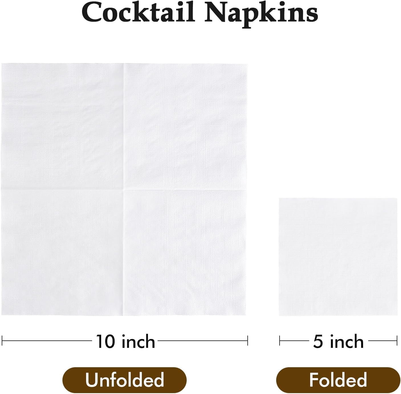 500 Pack Cocktail Paper, 3-Ply Beverage , Disposable White Square , Perfect for Restaurant, Event, Bar, Wedding, Baby Shower and Daily Use