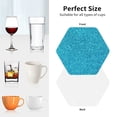 thumbnail image 6 of Vsdgher Blue Glitter Leather Coasters for Drinks, Durable Drink Coasters 4 Set for Tabletop Protection, Luxurious Home Décor and Housewarming Gift ( {designName})Hexagon, 6 of 6