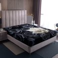 thumbnail image 4 of Erosebridal Black and White Rose Bed Sheets King Romantic Flowers Sheet Set,3D Roses Bedding Set for Women ,Wedding Valentines Day Bedroom Decor Blossom Floral Fitted Sheet, 4 of 5