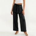 thumbnail image 2 of Noric Women Straight Leg Peplum Pants with Pockets High Waisted Drawstring Casual Summer Flowy Palazzo Pants Loose Fit, 2 of 7