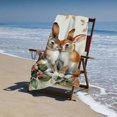 thumbnail image 4 of PHYHOO Beach Towel Cute Baby Bunnies and Leaves Soft Pool Swimming Towels Microfiber Cute Farm Animal Rabbit with Vintage Flower Floral Microfiber Sand Free 30x60in, 4 of 8