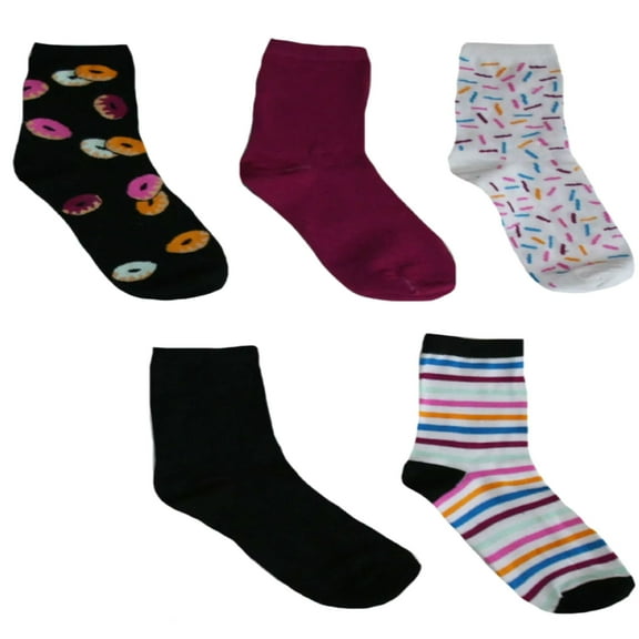 Chatties 5 Pack of Women's Crew Socks, Donut Themed (9-11)