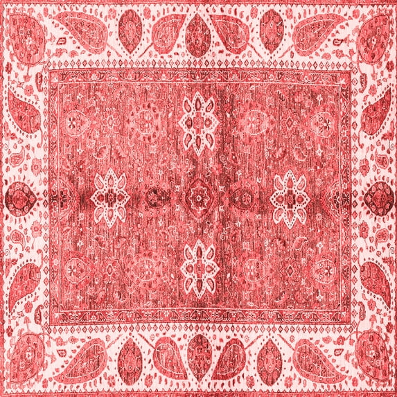Ahgly Company Indoor Square Oriental Red Traditional Area Rugs, 5' Square