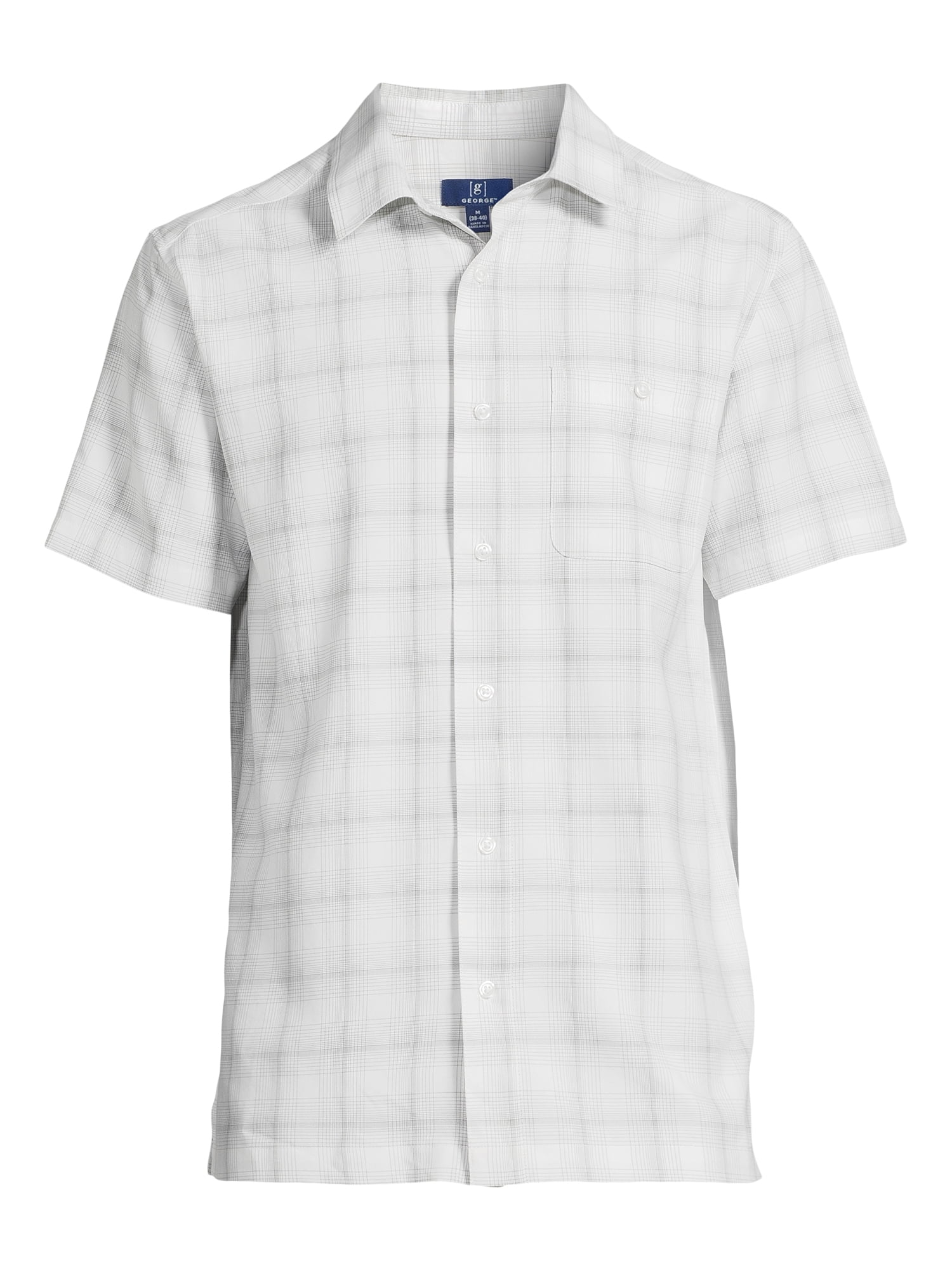 George Men's & Big Men's Microfiber Button-Up Shirt with Short Sleeves, Sizes S-3XL