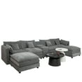 thumbnail image 4 of 144" Cloud Couch,Grey Modular Sectional Sofa,U Shaped Couch with Ottoman, Chenille Fabric,6 Seats with Pillows,Cup holder,sofa set for living room, 4 of 17