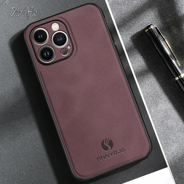 Cover For Apple 14 Plus Cases Slim Letaher Hard Coque For Apple iPhone 14 Pro Max Case Cover Magnet Phone Case For iPhone 14 Pro wine red for iphone14 (6.1")