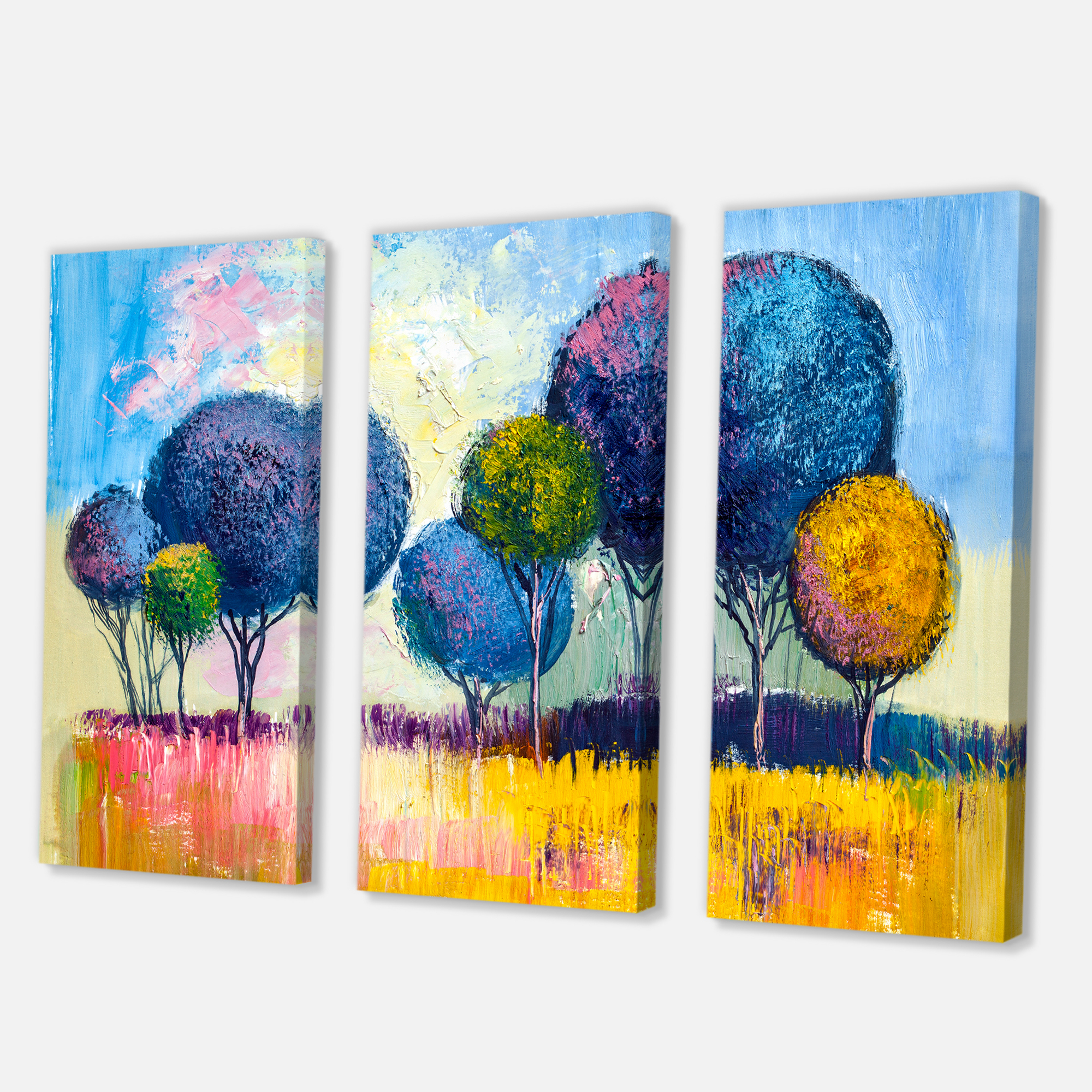 Designart ' Autumn Colorful Fantasy Trees III ' Modern Canvas Wall Art Print