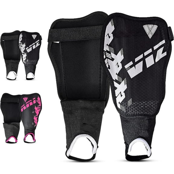 Vizari Napoli Youth Soccer Shin Guards for Boys and Girls | Pink and Silver Shin Pads with Flexible Protection - BLACK/SILVER, XXS