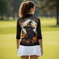 thumbnail image 6 of HUIACONG Halloween Womens 3/4 Sleeve Golf Shirts Quarter Zip with Wear Resistant Fashion Quick Dry Golf Shirt Women for Workout Outing Tennis Sports, 6 of 10