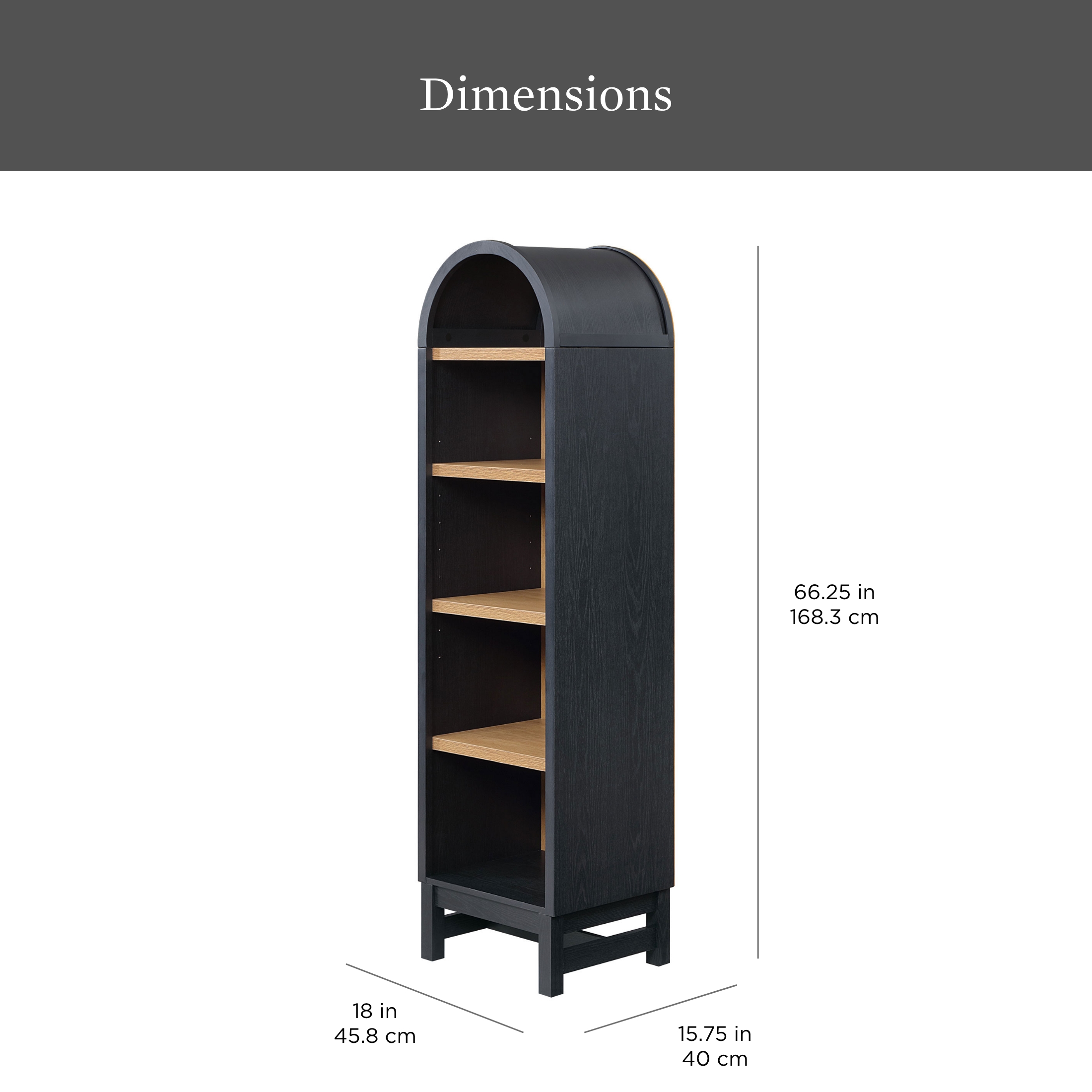 Better Homes & Gardens Juliet Narrow Arch Bookcase, Black photo 3