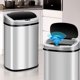 thumbnail image 1 of 13 Gallon Trash Can Kitchen Garbage Can, Touch-Free Automatic Stainless Steel Trash Can with Lid Oval Shape Garbage Bin 50L High-Capacity Metal Trash Can for Bathroom Bedroom Home Office, Sl, 1 of 5
