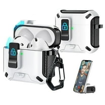 Dteck Case for Apple AirPods 4th Generation 2024,Shockproof Anti Fall Lock Automatic Open Case Compatible with MagSafe New Charging Port Dust and Stand Design Cover,White