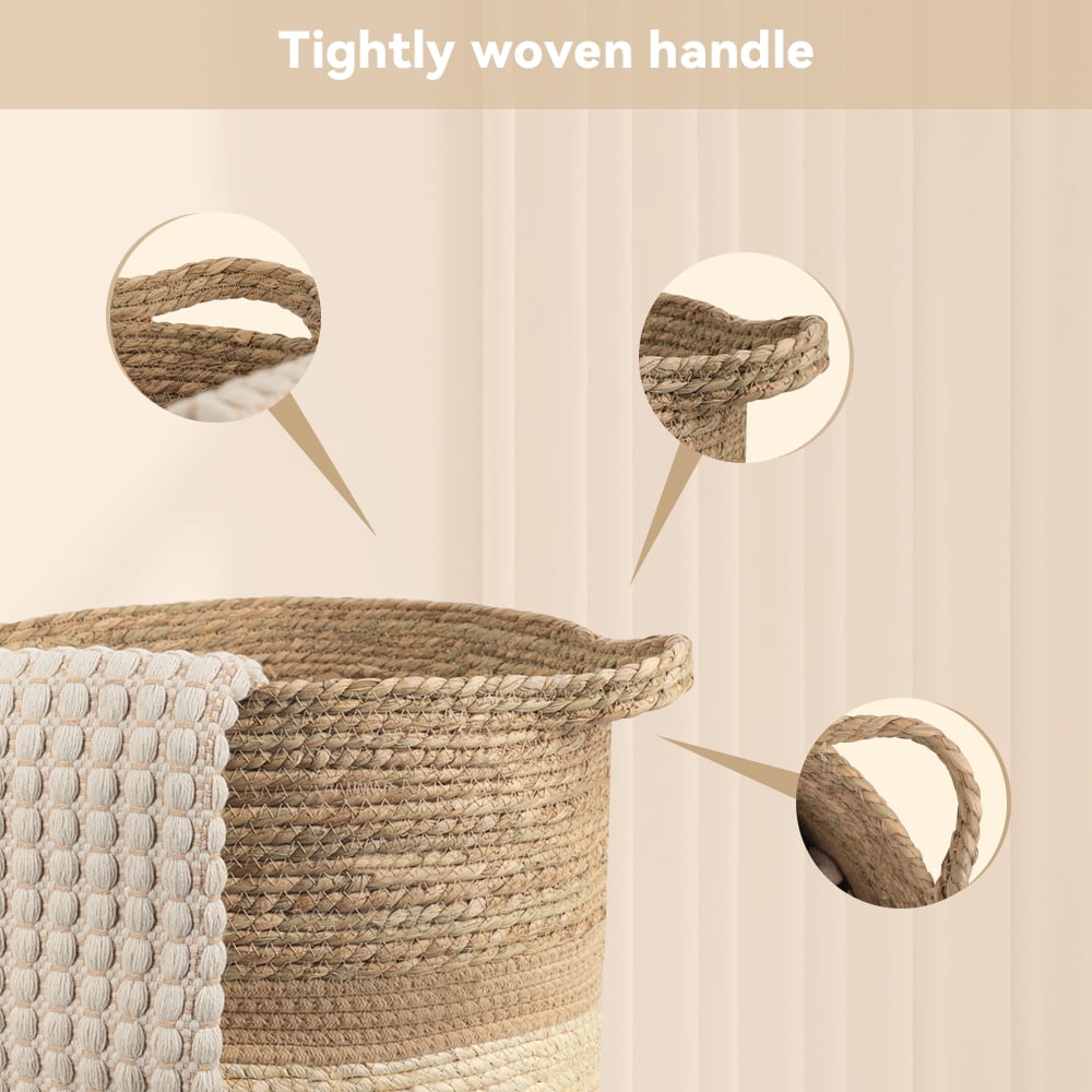 MEHOOM Large Woven Basket Storage with Handles, 100L Handmade Baskets and Bins for Blankets, Toys, Plants, Home Organization