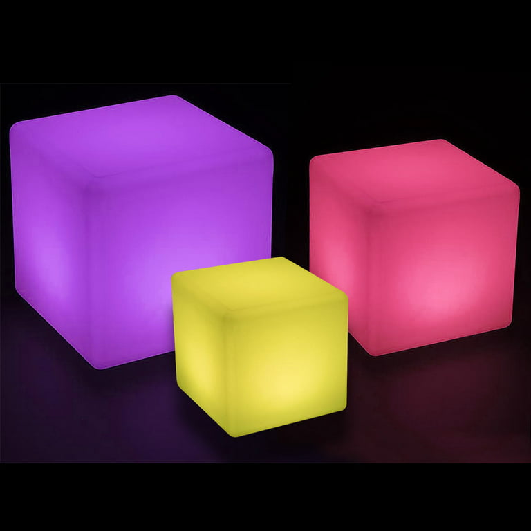 Modern Home LED Glowing Cube Box Stool w/Infrared Remote Control (20) 