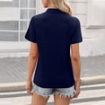 thumbnail image 3 of Dresfit Golf Tees Women Collared Short Sleeve Dressy Tops 2026 Summer V Neck Elastic Golf Basic Tees Quick Dry Lapel Plus Size Business Shirt Navy S, 3 of 4
