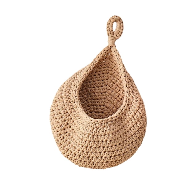 Cesta colgante de pared con forma de gota, tejida a mano, para frutas, baño, cebolla 21 cm x 27 cm