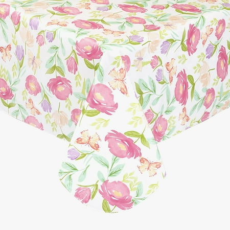 

Newbridge Butterfly Field Floral Vinyl Flannel Backed Tablecloth - Pastel Spring and Summer Blooms and Butterflies Vinyl Tablecloth With Flannel Backing 52 x 52 Square