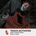 thumbnail image 6 of Haunted Hill Farm 4 ft Clown Animatronic Tree Hugger with Movement, Sounds, and Light-Up Eyes for Scary Outdoor Halloween Decoration, HHCLOWN-28HLSA, 6 of 15