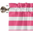 thumbnail image 5 of Pink Striped Kitchen Curtain 24 Inch Length Small Short Cafe Tiers Curtains Drape, Modern Simple Monochrome Geometric White Window Treatment Rod Pocket Drapery Panels Curtains, 27.5x24, 5 of 5
