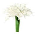 thumbnail image 1 of 20 piezas de flores artificiales de cala de látex de tacto real para decoración del hogar de la boda de la novia (blanco), 1 of 5