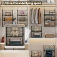 thumbnail image 4 of X-COSRACK 4-Tier Heavy Duty Metal Hanging Closet Organizer, Modular Wire Wardrobe Storage Baskets with 4 Dividers & 5 S-Hooks for Clothes, Sweaters & Jeans, Black, 4 of 8