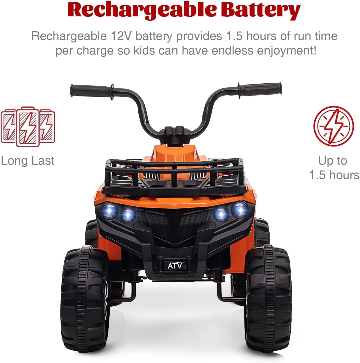 Trilenars 12V ATV Electric 4 Wheeler in Orange with Max 1.8MPH,Orange