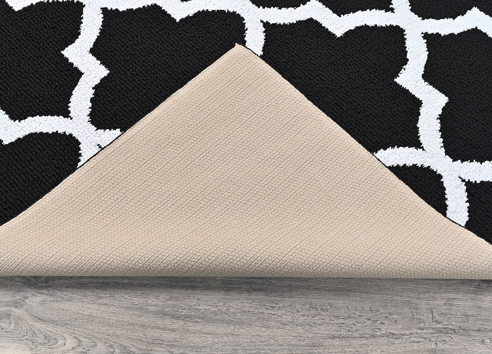 Garland Rug Quatrefoil Polypropylene Black/White Indoor Area Rug, 7'6" x 9'6"