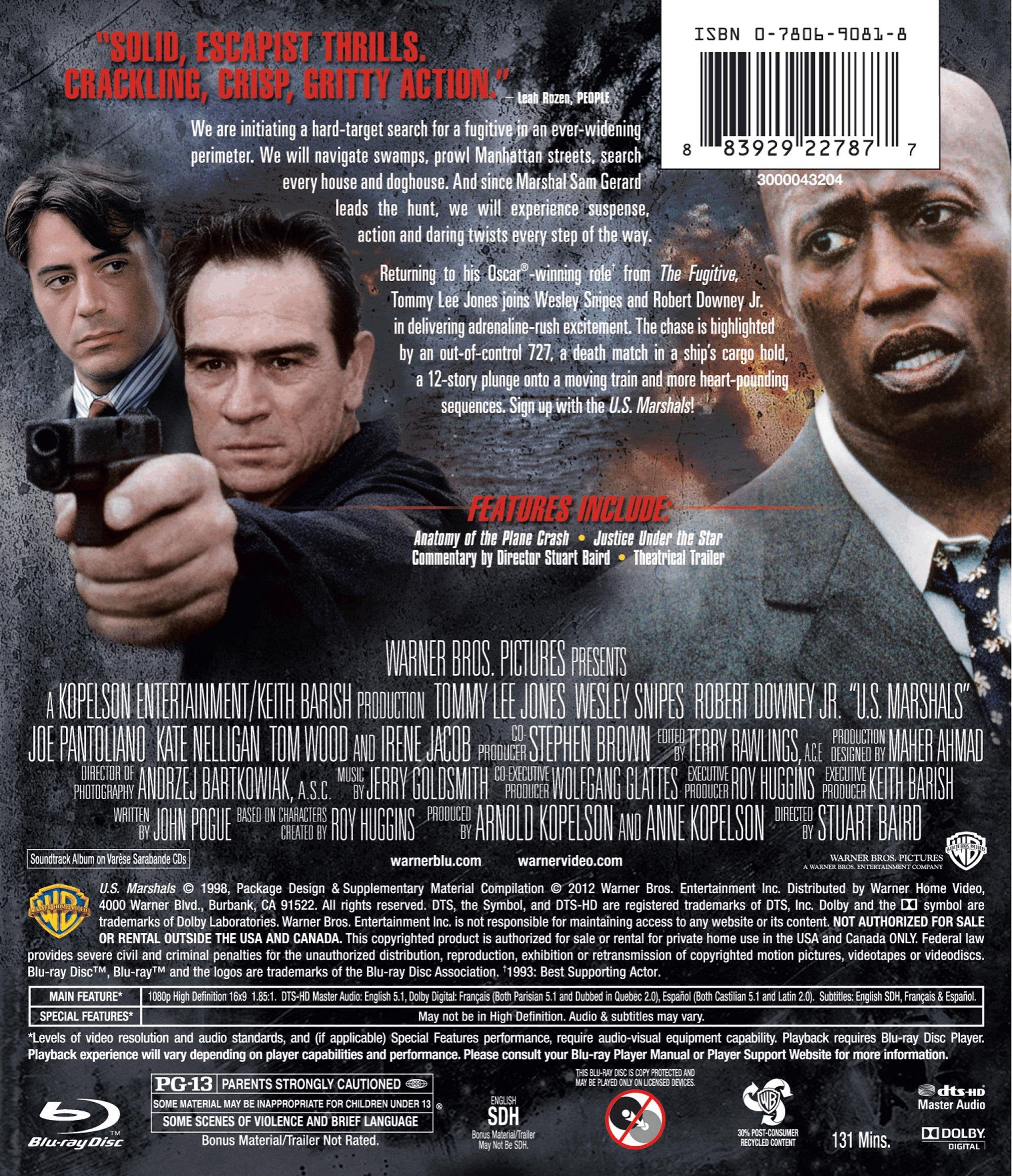 Warner, Blu-ray, U.S. Marshals, Action & Adventure PG-13 - Walmart.com