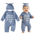 thumbnail image 2 of mgoYE Baby Boy Grandma Outfit Long Sleeve Waffle Letter Romper Jumpsuit and Hat Newborn Coming Home Outfits Infant Boys Fall Winter Clothes 9-12 Months, 2 of 9