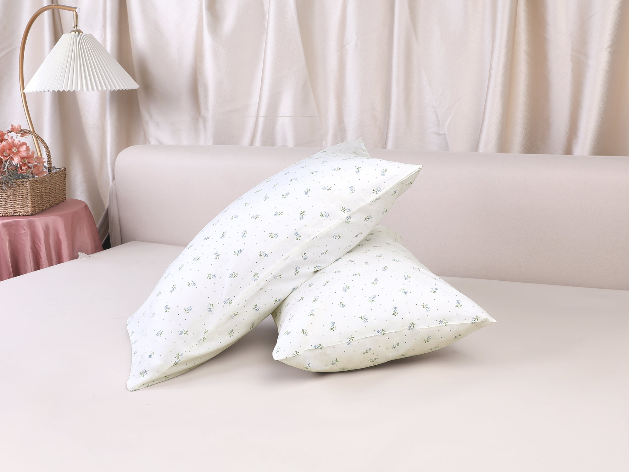 Unique Bargains Pillowcase Cotton Floral Pillow Cases with Envelope Closure Blue