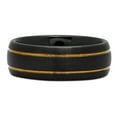 thumbnail image 3 of Black Ceramic 8mm Comfort Fit Ring w/Dual Yellow Gold Plated Grooves, Size 10.5, 3 of 7