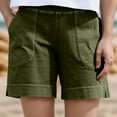 thumbnail image 4 of Comfy Stretch Twill Shorts for Women Casual Summer Shorts Elastic Waist Pull on Denim Jean Shorts Plus Size Army Green XL, 4 of 7
