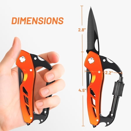 TYHREF-9 in 1 Multitool Carabiner Pocket Knife Stocking Stuffers Gifts for Women EDC Carabiners with Folding Knives Bottle Opener Window Breaker and Screwdriver Survival Gear for Camping Hiking
